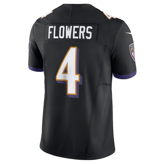 B.Ravens #4 Zay Flowers Black Alternate Vapor F.U.S.E. Limited Stitched American Football Jerseys