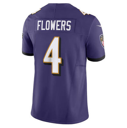 B.Ravens #4 Zay Flowers Purple Vapor F.U.S.E. Limited Stitched American Football Jerseys