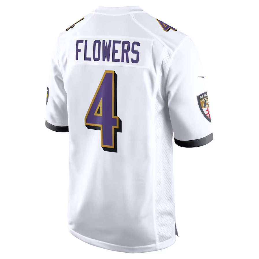 B.Ravens #4 Zay Flowers White Game Stitched American Football Jerseys