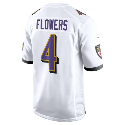 B.Ravens #4 Zay Flowers White Game Stitched American Football Jerseys