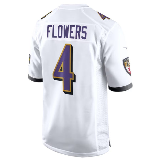 B.Ravens #4 Zay Flowers White Game Stitched American Football Jerseys