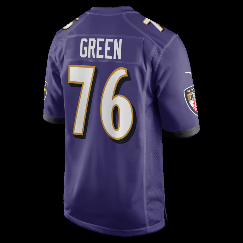 B.Ravens #76 Kenyon Green Purple Team Game Stitched American Football Jerseys CustomName