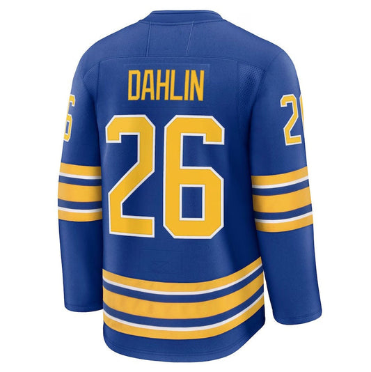 B.Sabres #26 Rasmus Dahlin Fanatics Home Premium Jersey - Royal Stitched American Hockey Jersey UNEC