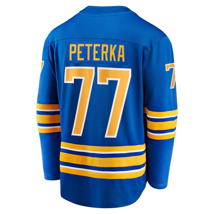 B.Sabres #77 JJ Peterka Fanatics Home Breakaway Jersey - Royal Stitched American Hockey Jersey UNEC