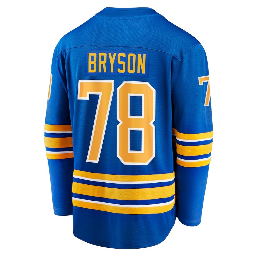 B.Sabres #78 Jacob Bryson Fanatics Home Breakaway Player Jersey - Royal Stitched American Hockey Jersey UNEC