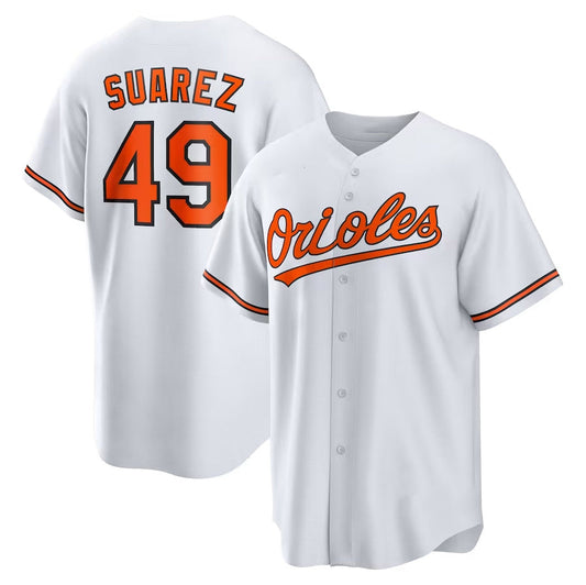 Baltimore Orioles #49 Albert Suarez Home Replica Jersey - White Stitched Baseball Jersey