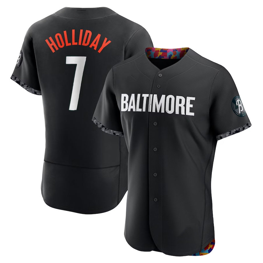 Baltimore Orioles #7 Jackson Holliday City Connect Authentic Player Jersey - Black Stitched Baseball Jersey