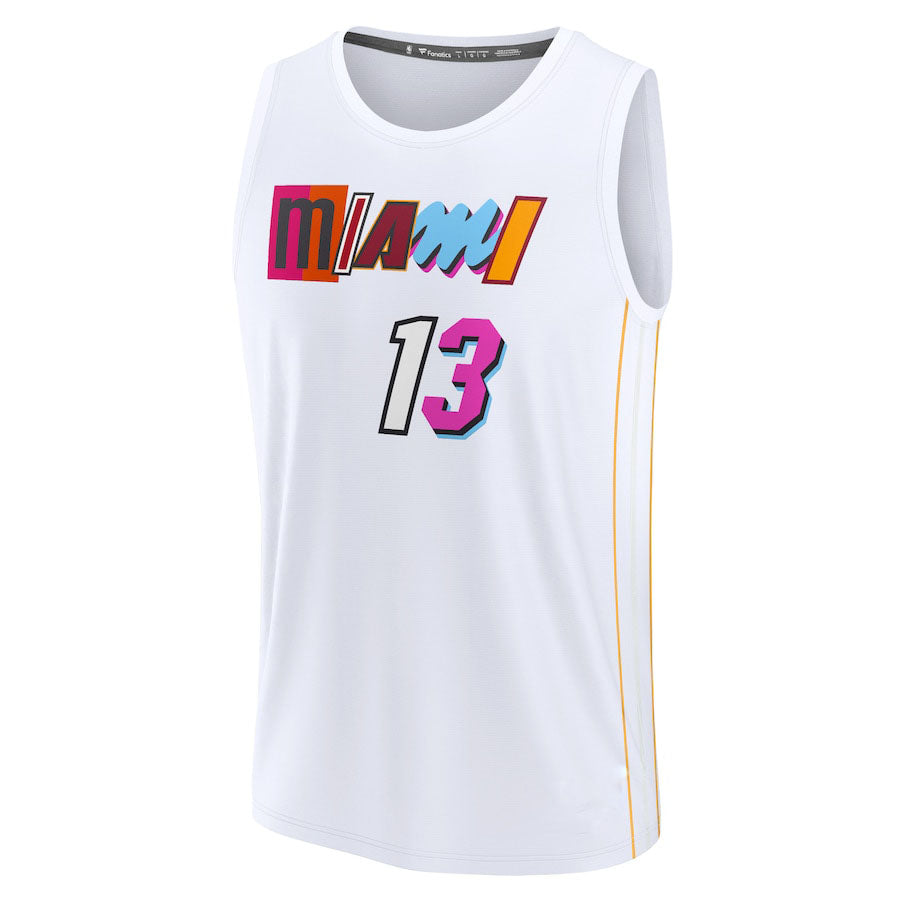 M.Heat #13 Bam Adebayo Fanatics Branded 2022-23 Fastbreak Jersey City Edition White Stitched American Basketball Jersey UNEC