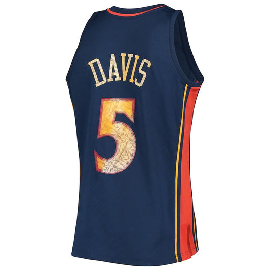 G.State Warriors #5 Baron Davis Mitchell & Ness 1996-97 Hardwood Classics 75th Anniversary Diamond Swingman Jersey Royal Stitched American Basketball Jersey UNEC