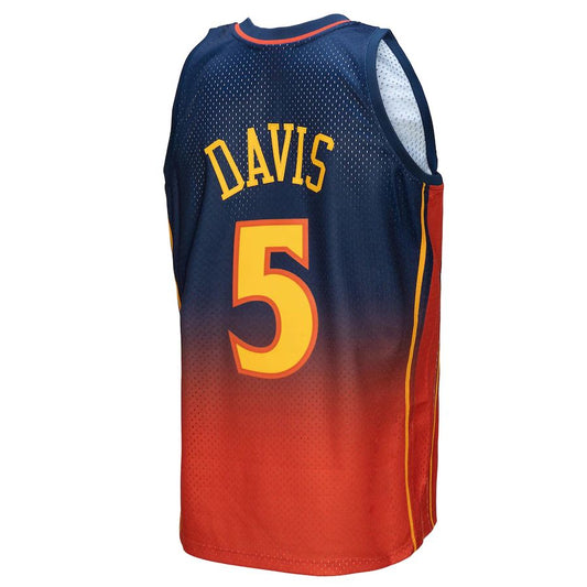 G.State Warriors #5 Baron Davis Mitchell & Ness 2006-07 Hardwood Classics Fadeaway Swingman Player Jersey Navy Orange Stitched American Basketball Jersey UNEC