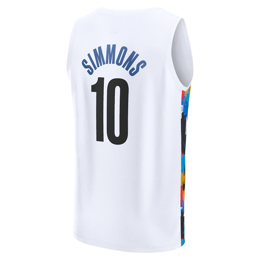 B.Nets #10 Ben Simmons Fanatics Branded 2022-23 Fastbreak Jersey City Edition White Stitched American Basketball Jersey UNEC