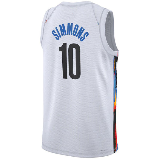 B.Nets #10 Ben Simmons Unisex 2022-23 Swingman Jersey City Edition White Stitched American Basketball Jersey UNEC