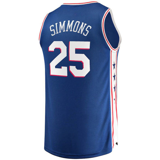 PH.76ers #25 Ben Simmons Fanatics Branded  2019-20 Fast Break Replica Jersey Icon Edition Royal Stitched American Basketball Jersey UNEC