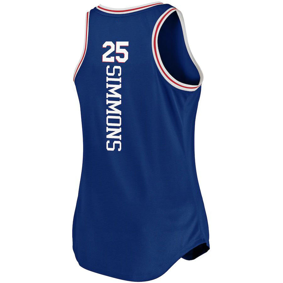 PH.76ers #25 Ben Simmons Fanatics Branded Women's 2019-20 Fast Break Team Tank Jersey Icon Edition Royal Stitched American Basketball Jersey UNEC