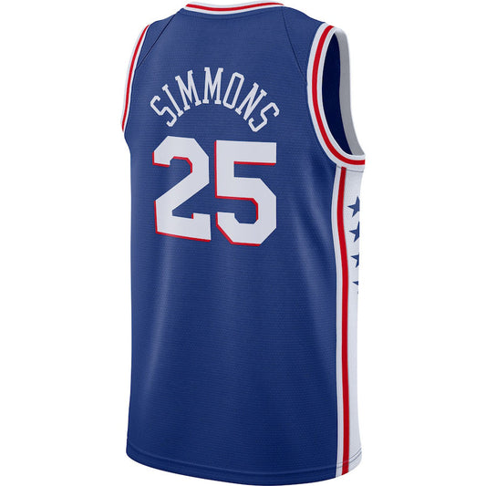 PH.76ers #25 Ben Simmons 2020-21 Swingman Jersey Royal Stitched American Basketball Jersey UNEC
