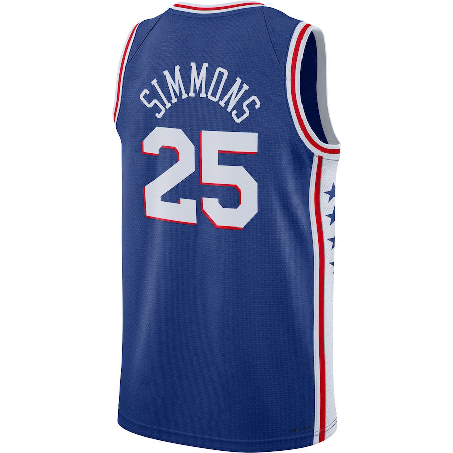 PH.76ers #25 Ben Simmons 2021-22 Diamond Swingman Jersey Royal Stitched American Basketball Jersey UNEC