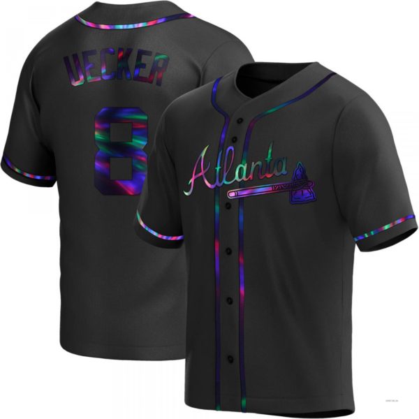 Atlanta Braves #8 Bob Uecker Black Holographic Alternate Jersey Stitches Baseball Jerseys