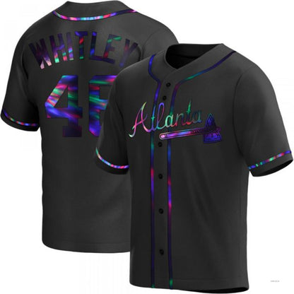 Atlanta Braves #46 Chase Whitley Black Holographic Alternate Jersey Stitches Baseball Jerseys