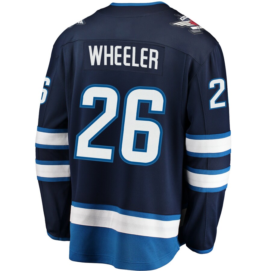 W.Jets #26 Blake Wheeler Fanatics Branded Breakaway Replica Jersey Navy Stitched American Hockey Jersey UNEC