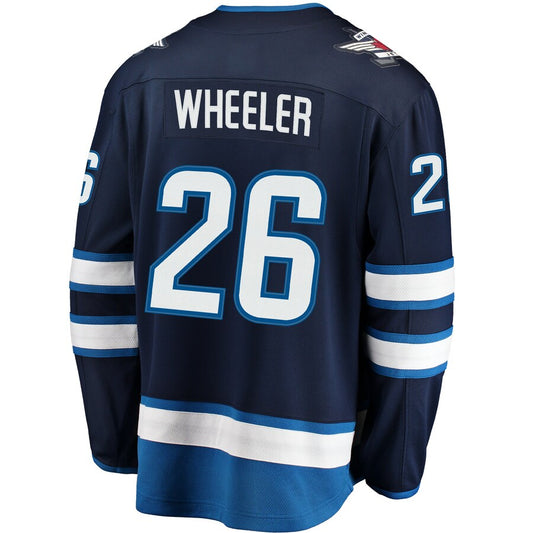 W.Jets #26 Blake Wheeler Fanatics Branded Breakaway Replica Jersey Navy Stitched American Hockey Jersey UNEC
