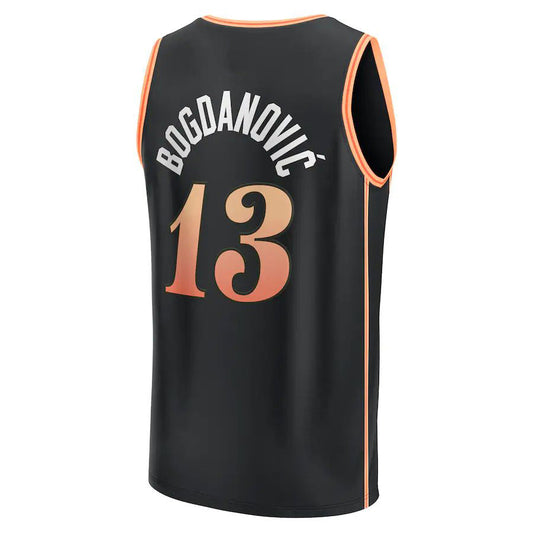 A.Hawks #13 Bogdan Bogdanovic Fanatics Branded 2022-23 Fastbreak Jersey City Edition  Black Stitched American Basketball Jersey UNEC