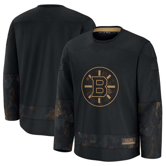 B.Bruins Fanatics 2024 Military Appreciation Practice Jersey - Black Stitched American Hockey Jersey UNEC