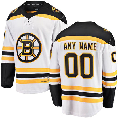 Custom B.Bruins Fanatics Branded Away Breakaway Jersey White Stitched American Hockey Jersey UNEC