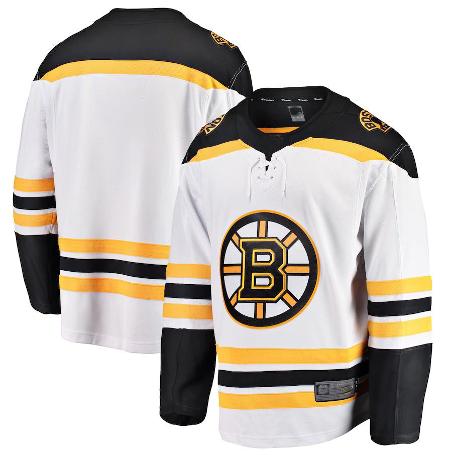 B.Bruins Fanatics Branded Breakaway Away Jersey White Stitched American Hockey Jersey UNEC