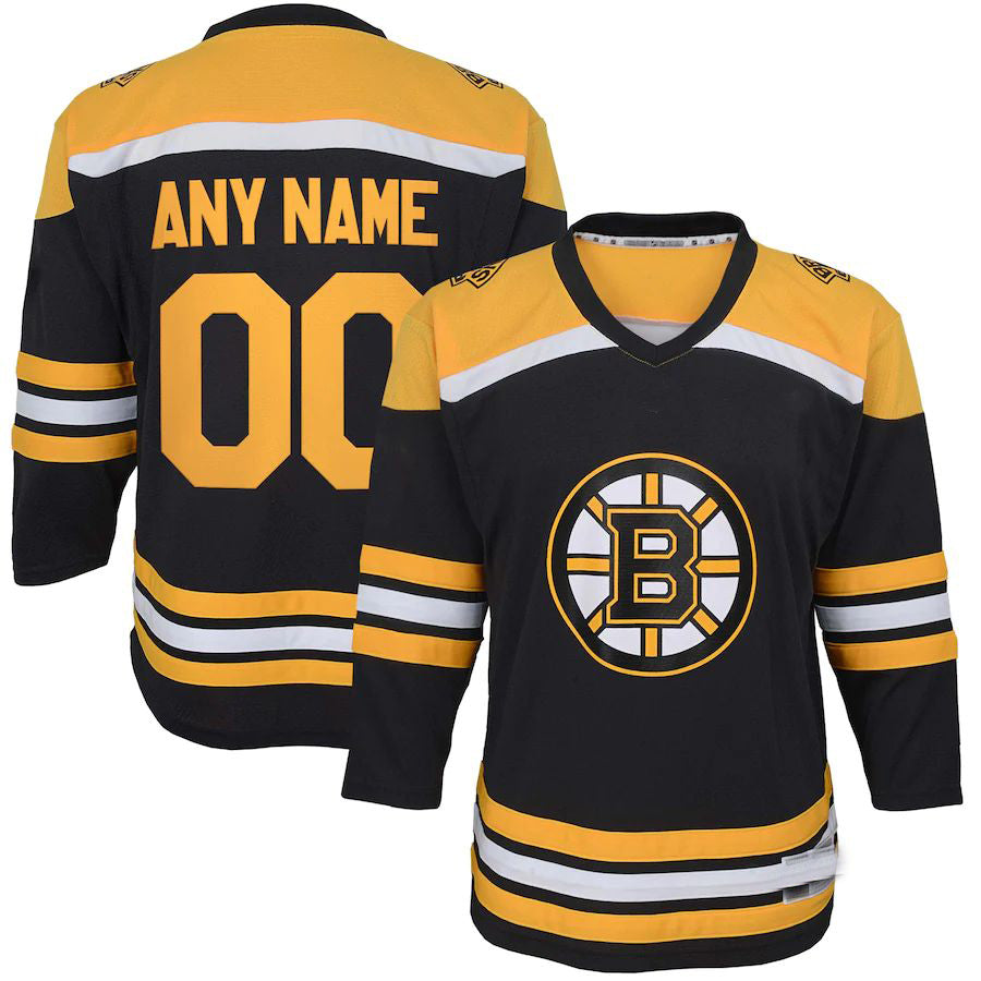 Custom B.Bruins Home Replica Jersey Black Stitched American Hockey Jersey UNEC