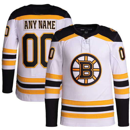 Custom B.Bruins Away Primegreen Authentic Pro Jersey White Stitched American Hockey Jersey UNEC