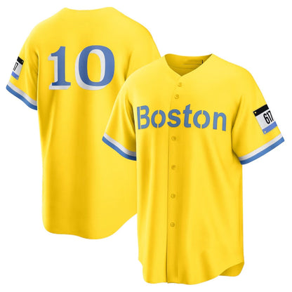 Boston Red Sox #10 Trevor Story City Connect Replica Player Jersey - Gold Stitched Baseball Jersey