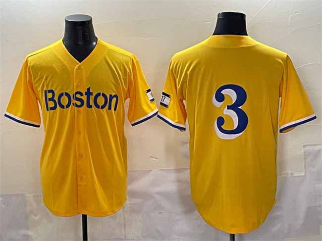 Boston Red Sox #3 Ceddanne Rafaela Gold City Connect Stitched Baseball Jersey