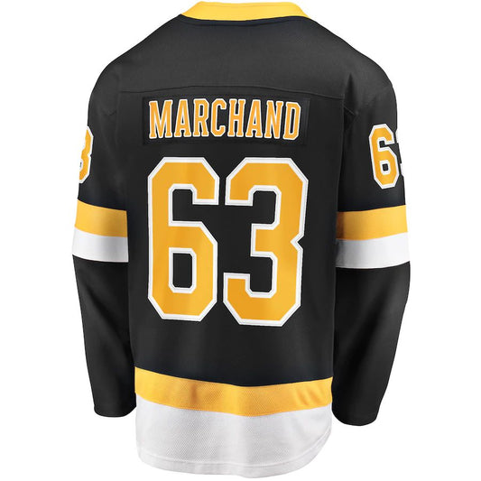 B.Bruins #63 Brad Marchand Fanatics Branded Alternate Premier Breakaway Player Jersey Black Stitched American Hockey Jersey UNEC