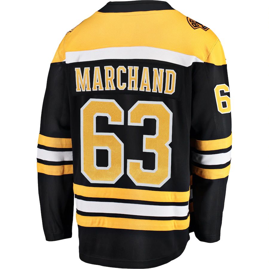 B.Bruins #63 Brad Marchand Fanatics Branded Breakaway Player Jersey Black Stitched American Hockey Jersey UNEC