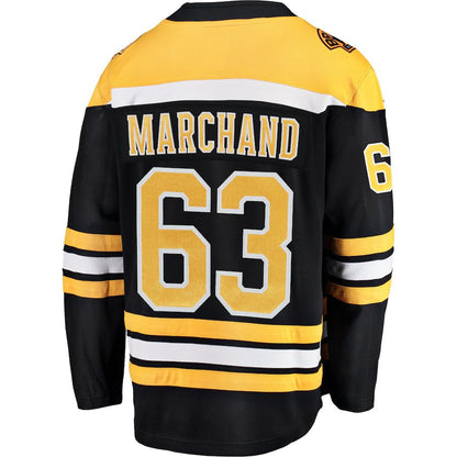 B.Bruins #63 Brad Marchand Fanatics Branded Breakaway Player Jersey Black Stitched American Hockey Jersey UNEC