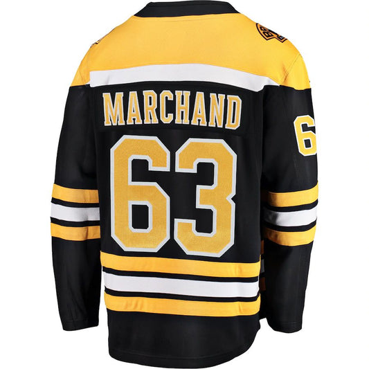 B.Bruins #63 Brad Marchand Fanatics Branded Breakaway Player Jersey Black Stitched American Hockey Jersey UNEC