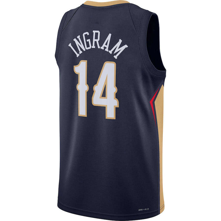 NO.Pelicans #14 Brandon Ingram 2021-22 Diamond Swingman Jersey Navy Icon Edition Stitched American Basketball Jersey UNEC