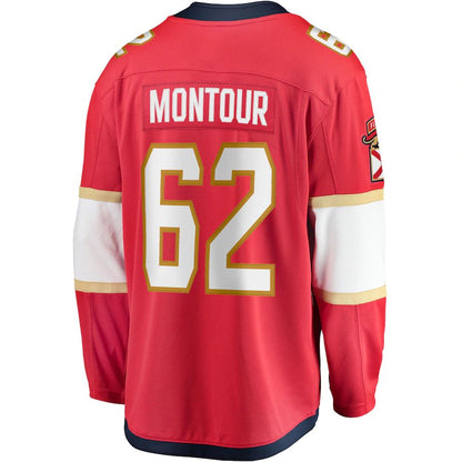 F.Panthers #62 Brandon Montour Fanatics Branded Home Breakaway Player Jersey  Red Stitched American Hockey Jersey UNEC