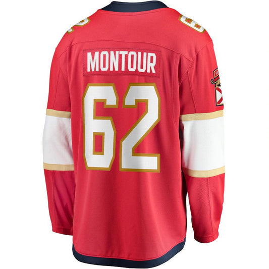 F.Panthers #62 Brandon Montour Fanatics Branded Home Breakaway Player Jersey  Red Stitched American Hockey Jersey UNEC