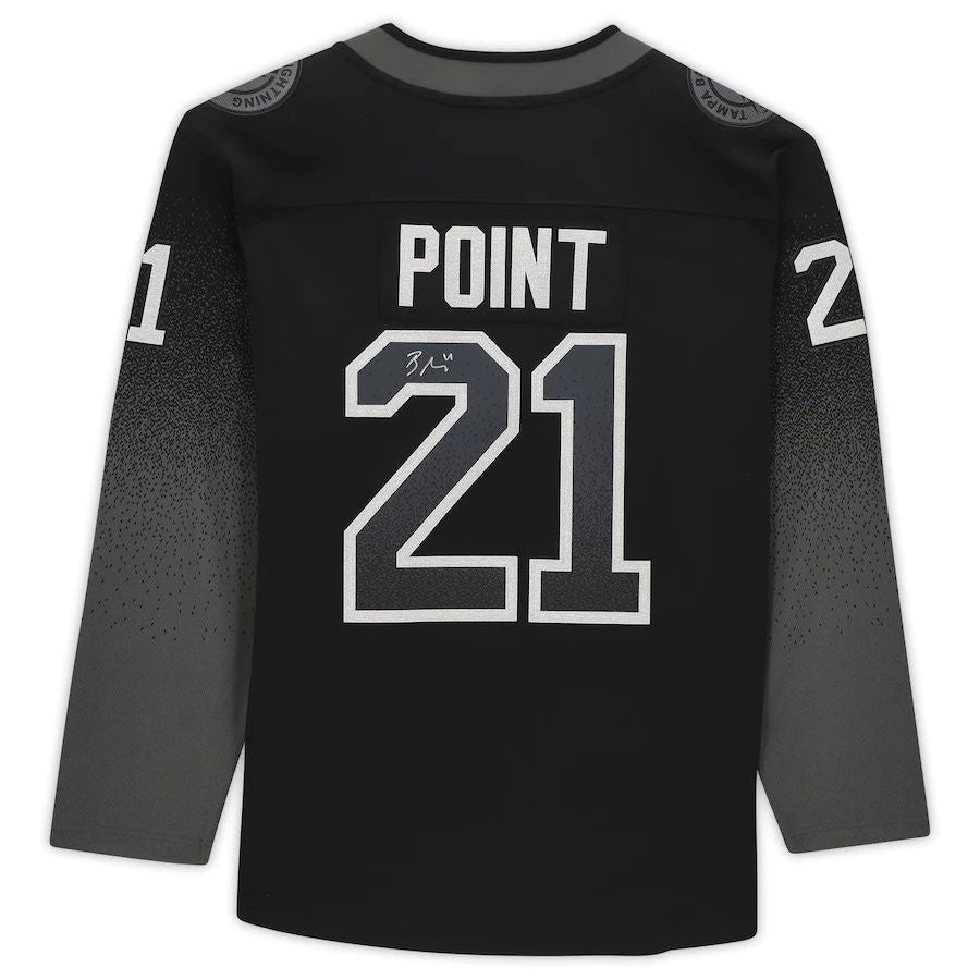 TB.Lightning #21 Brayden Point Fanatics Authentic Autographed Black Alternate Breakaway Jersey Stitched American Hockey Jersey UNEC