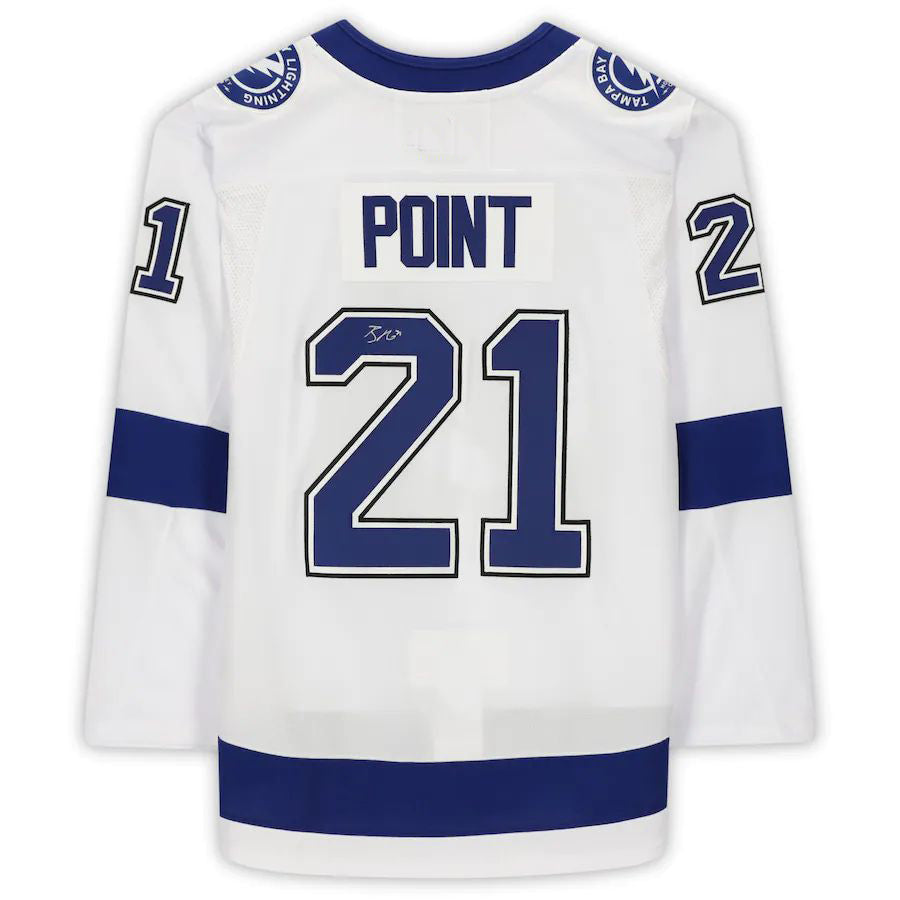 TB.Lightning #21 Brayden Point Fanatics Authentic Autographed with 2020 Stanley Cup Final Patch White Stitched American Hockey Jersey UNEC