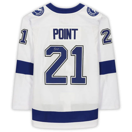 TB.Lightning #21 Brayden Point Fanatics Authentic Autographed with 2020 Stanley Cup Final Patch White Stitched American Hockey Jersey UNEC