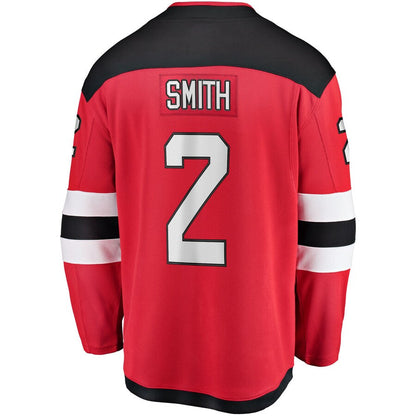 NJ.Devils #2 Brendan Smith Fanatics Branded Home Breakaway Player Jersey Red Stitched American Hockey Jersey UNEC