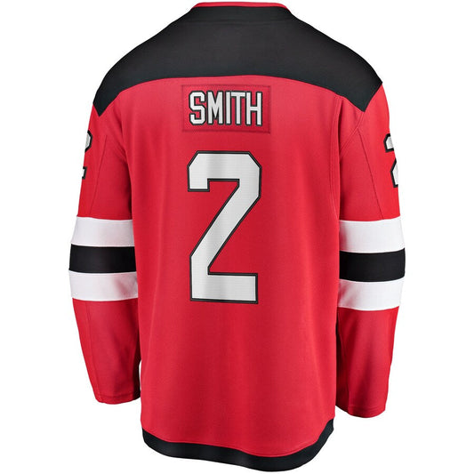NJ.Devils #2 Brendan Smith Fanatics Branded Home Breakaway Player Jersey Red Stitched American Hockey Jersey UNEC