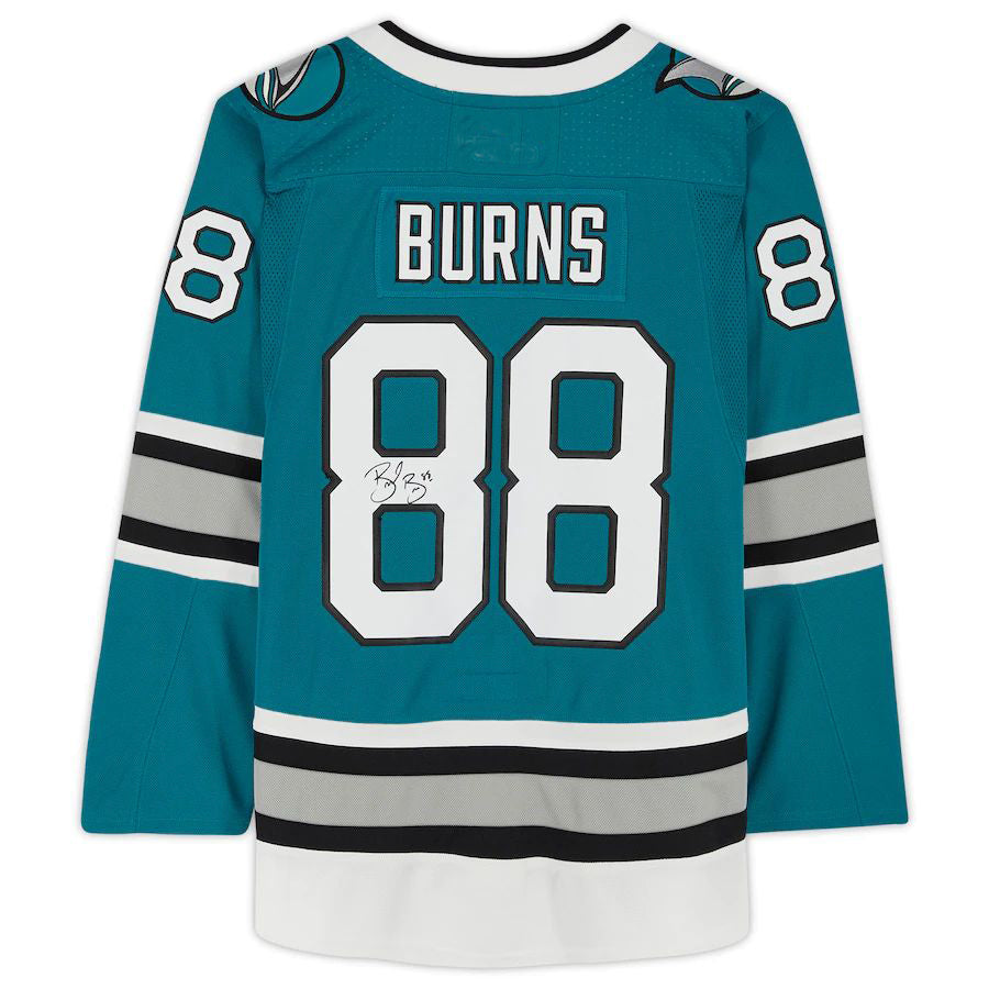SJ.Sharks #88 Brent Burns Fanatics Authentic Autographed 30th Anniversary Season Authentic Jersey Teal Stitched American Hockey Jersey UNEC
