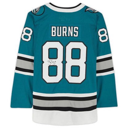 SJ.Sharks #88 Brent Burns Fanatics Authentic Autographed 30th Anniversary Season Authentic Jersey Teal Stitched American Hockey Jersey UNEC