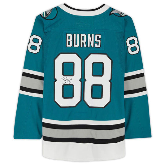 SJ.Sharks #88 Brent Burns Fanatics Authentic Autographed 30th Anniversary Season Authentic Jersey Teal Stitched American Hockey Jersey UNEC