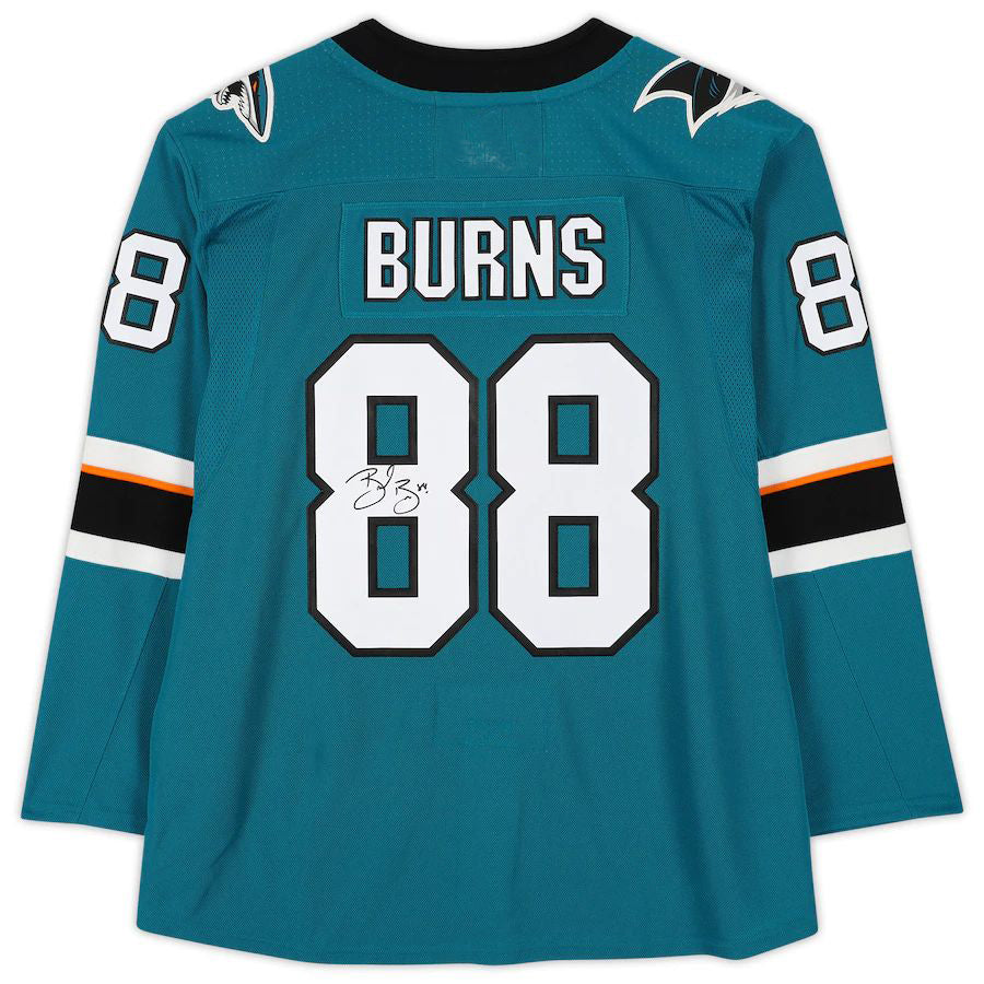 SJ.Sharks #88 Brent Burns Fanatics Authentic Autographed  Teal Stitched American Hockey Jersey UNEC