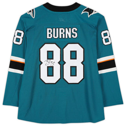 SJ.Sharks #88 Brent Burns Fanatics Authentic Autographed  Teal Stitched American Hockey Jersey UNEC