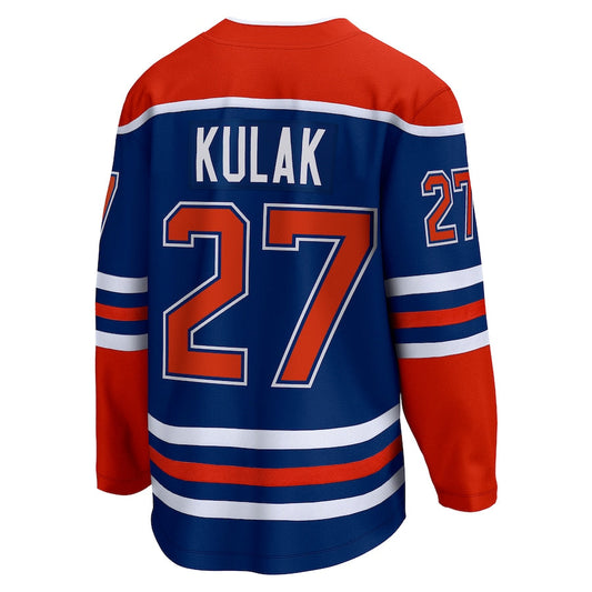 E.Oilers #27 Brett Kulak Fanatics Branded Home Breakaway Player Jersey Royal Stitched American Hockey Jersey UNEC